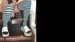 i masturbate with my latina brunette friend and she rides my big cock.