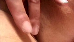 Wow! Horny Italian brunette and cock masturbate together in one room!