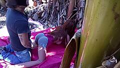 Curious How a Brunette Plays with a Sex Toy in Public?