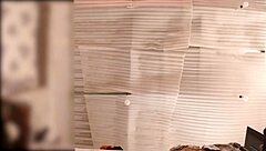 Wow, No Panties! Curvy Maid Bends Over Folding Clothes While Spied on in Real Time