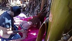 Curious How a Brunette Plays with a Sex Toy in Public?