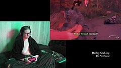 Naked brunette BBW exposes big tits in Night Springs!