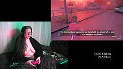 Naked brunette BBW exposes big tits in Night Springs!