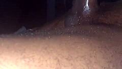 Why jerk that big black cock in the car under moonlight?