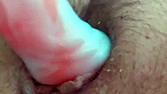 hey, watch this chubby babe ride a massive dildo like crazy!