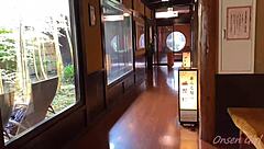 Sakura relaxes in hot springs with Nacchan