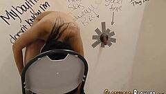 Islamic babe at gloryhole sucking cock for interracial facial finish