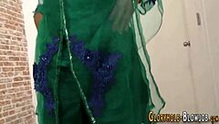 Islamic babe at gloryhole sucking cock for interracial facial finish