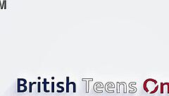 gorgeous british blonde with fake tits plays solo with dildo