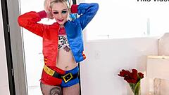 arielle aquinas as harley quinn swallows huge load!
