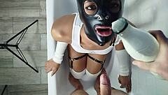 She Sucks My Cock While Drinking Milk, Then I Cum And Piss On Her Face