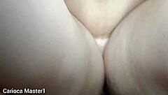 Damn, this hot brunette left the guy’s cock all messy with cum! 💦