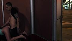 Roughfucked babe gets banged by dom stranger in public