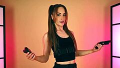 hannahjames710 tries on sexy bunny cheerleader cosplay from kill bill and lara croft 😍