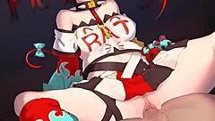 Hakos Baelz in a riding scene from anime hentai