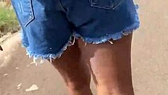 Brunette cutie gives ass after school in public