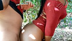 outdoor sex adventure with a stunning black girl ending in cum on her tight pussy