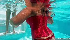 Watch This Natural MILF Suck By The Pool!