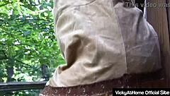 Hot Vicky Vette Strips Sexy Costume and Masturbates Outdoors! Wow! 😍