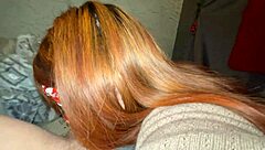 Caught this horny redhead housewife sucking deepthroat and getting fingered anally with dirty talk!