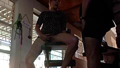 Blonde stepmom and I secretly mutual masturbate under her skirt.