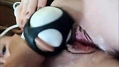 large thick dildo stretches wet pussy in dripping fun