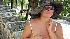 Hot stepmom delivers a daring public tease and intense blowjob