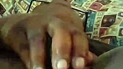 hey, have you seen this ebony wife pleasing her ass with toys in a wild solo session?