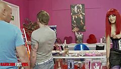 Yo, check this woman taking double penetration in a wild ass-to-mouth threesome!