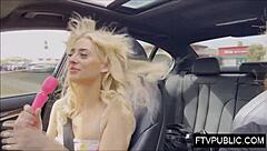 Amateur blonde flashes and masturbates nude in public outdoor solo scene. So thrilling! 😏🔥