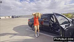 Amateur blonde flashes and masturbates nude in public outdoor solo scene. So thrilling! 😏🔥