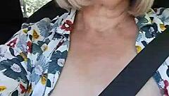 I Can't Resist Flashing My Tits in the Car as a Naughty Housewife!