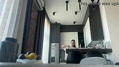 Hey, why’s this fit brunette cleaning with no panties on?