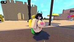 emma feels overwhelmed by three guys banging her big tits in roblox street