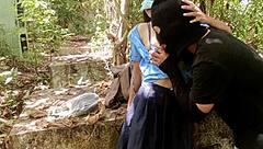 college girl deepthroats fat neighbor in abandoned cemetery fucking close up amateurs