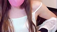 asian shemale in crossdressing prank call then masturbates beautifully