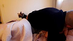 The gay slut kissed and tore her clothes during bareback sex. He filled her pussy with creampie while she moaned