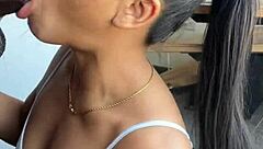 Doggystyled BBC model orally pleasured