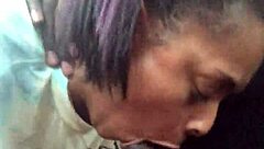 Ebony Slut Chokes on Monster Cock in Public Car Blowjob!