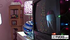christmas moments with sexy lily in a solo fun session