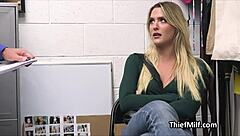 Man, this hot milf got caught stealing cosmetics and punished hard in the garage.