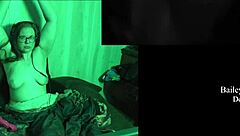 Naked playthrough at the lake house, featuring a brunette with glasses.