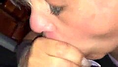 mature latina whore deepthroats big black cock in interracial blowjob scene