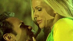 a blonde hottie enjoys an evening with her man in the garden