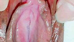 Asian japanese slut spreads wet pussy lips close up for masturbation show