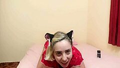 Masturbating with huge dildo