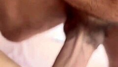 Teasing lick on ass in backyard with bodybuilder