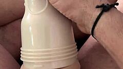 Playing with my new fleshlight gets intriguing when caught watching porn and jerking off big monster cock.