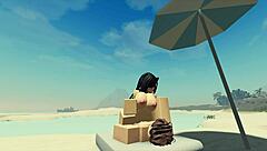 Playing with my Roblox catgirl at the beach