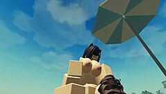 Playing with my Roblox catgirl at the beach